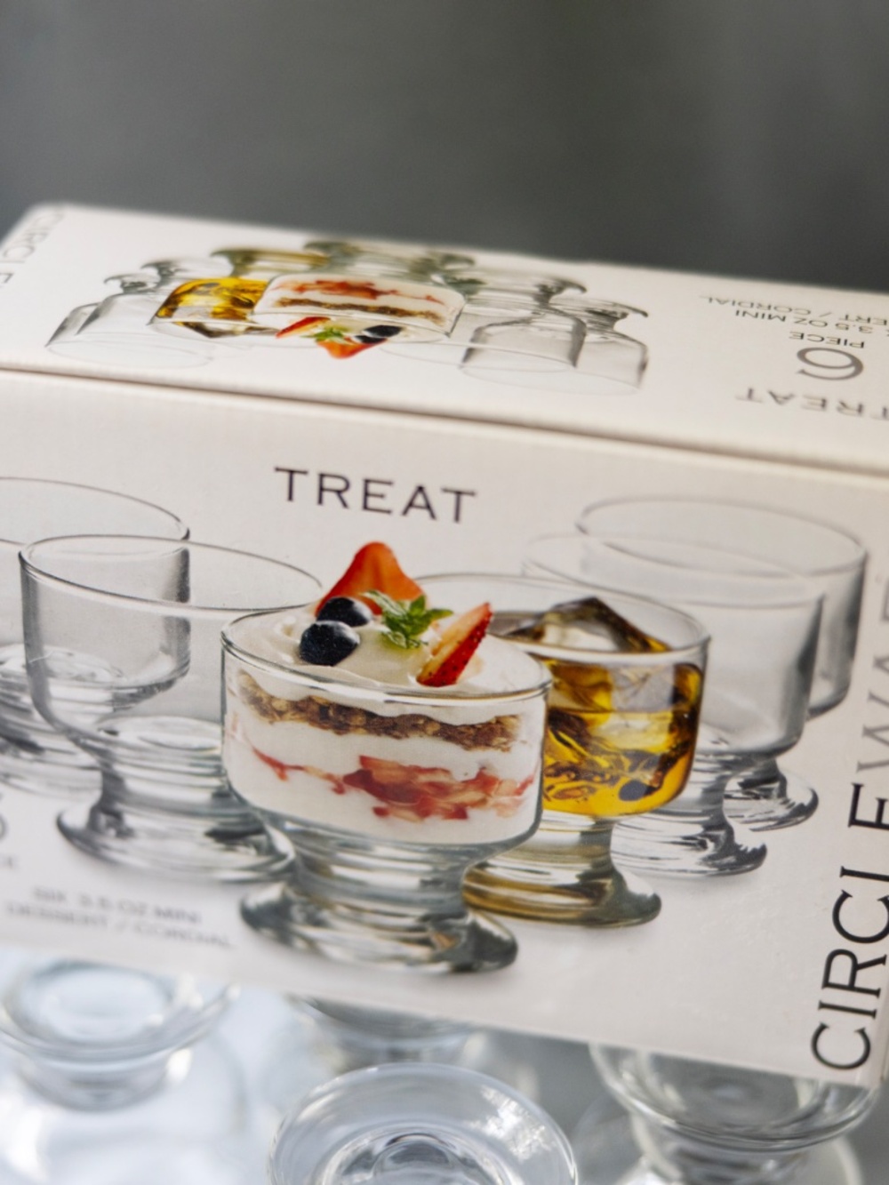 Circleware set of 6 treat cordial mini dessert glasses 3.5 oz in box